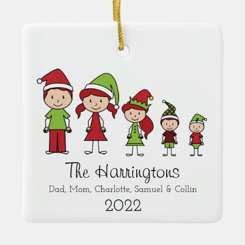 Personalized Christmas Character Cute Family Ceramic Ornament