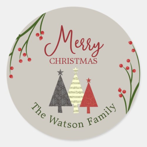Personalized Christmas Classic Round Sticker