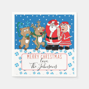 Personalized Christmas Cocktail Napkin Santa Claus