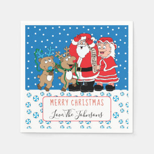 Personalized Christmas Cocktail Napkin Santa Claus