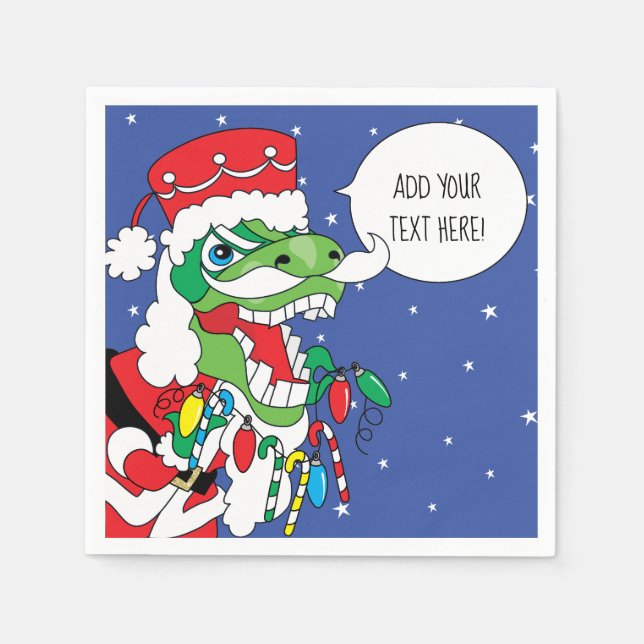 Personalized Christmas Cocktail Napkins TySANTAsau (Front)