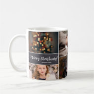 Personalized, Christmas, Collage 6 Photos, Chalk Coffee Mug