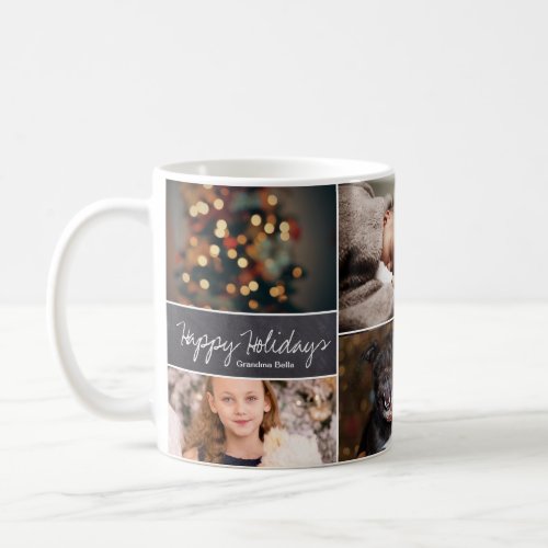 Personalized Christmas Collage 6 Photos Chalk Coffee Mug