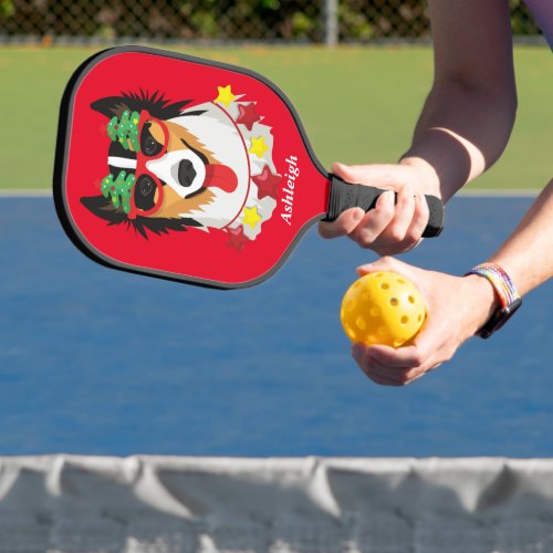 Personalized Christmas Collie Pickleball Paddle