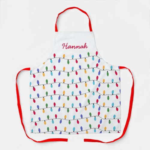 Personalized Christmas Colorful lights Pattern Apron