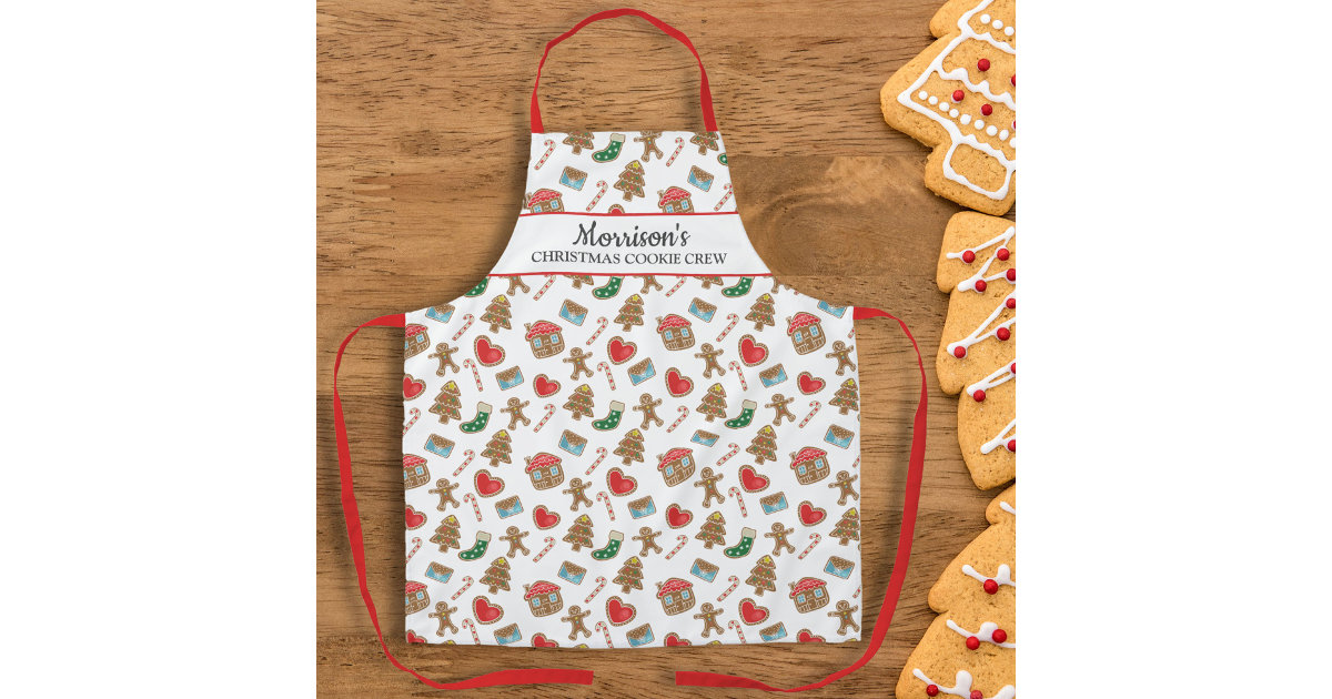 Personalized Christmas Cookie Baking Crew Custom Apron Zazzle