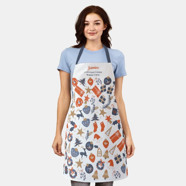 Personalized Christmas Cookie Baking Crew Custom Apron (Worn)
