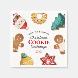 Personalized Christmas Cookie Exchange Gingerbread Napkins