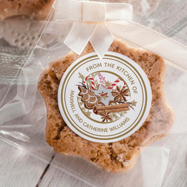 Personalized Christmas Cookie Holiday Baking Classic Round Sticker (Creator Uploaded)