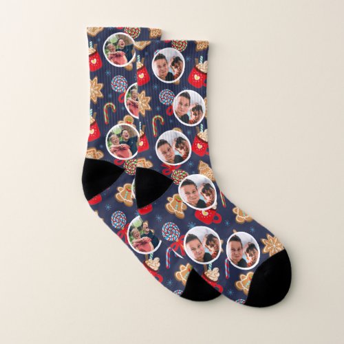 Personalized Christmas Cookie Photo Collage Socks