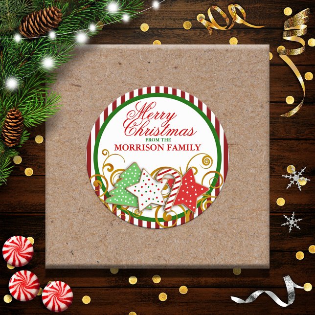 Personalized Christmas Cookies Classic Round Sticker (Creator Uploaded)