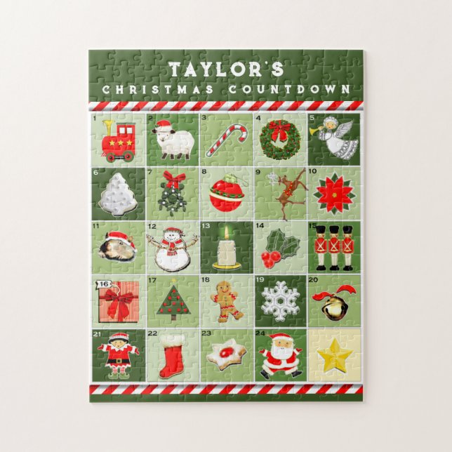 Personalized Christmas Countdown Advent Calender Jigsaw Puzzle (Vertical)
