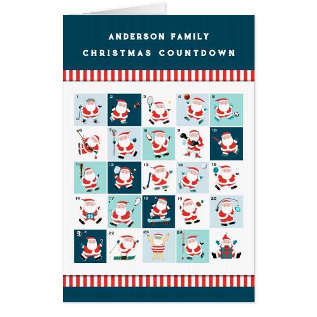 Personalized Christmas Countdown Sports Gift Cards (Front)