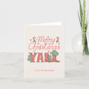 Personalized Christmas Cowgirl Blank Holiday Card