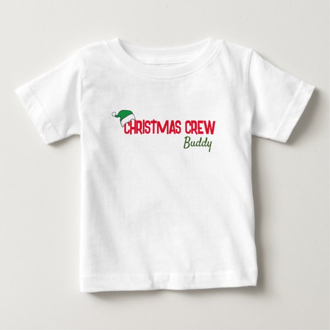 Personalized Christmas Crew Family Matching Modern Baby T-Shirt (Front)