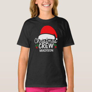 Personalized Christmas Crew Kid Santa Hat Family T-Shirt
