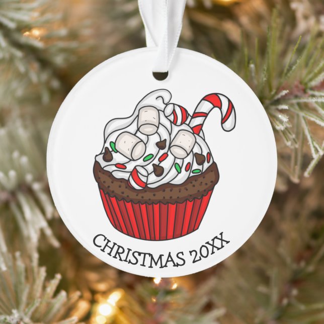 Personalized Christmas Cupcake Ornament (Tree)