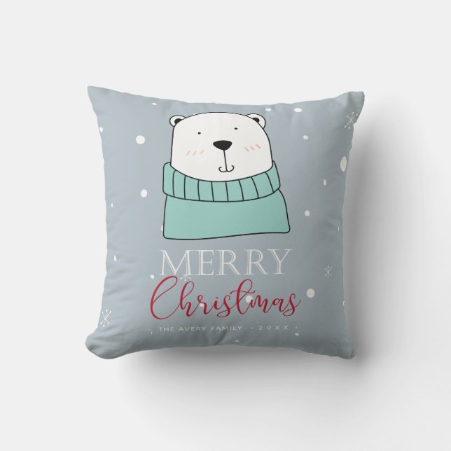 Personalized Christmas Cute Animals Throw Pillow (Front)