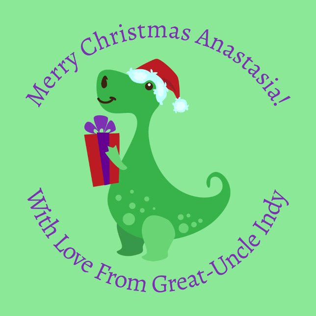 Personalized Christmas Cute Dinosaur With Gift Wrapping Paper (Creator Uploaded)