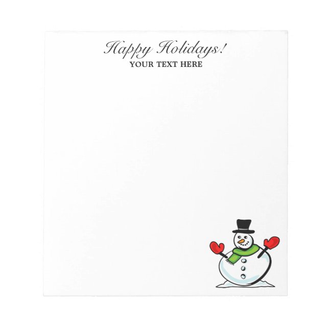 Personalized Christmas cute snowman winter Holiday Notepad (Front)