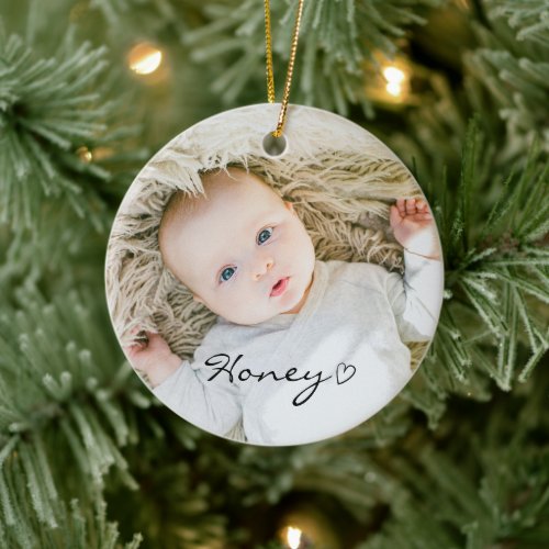 personalized Christmas Decor, Custom family photo Ceramic Ornament