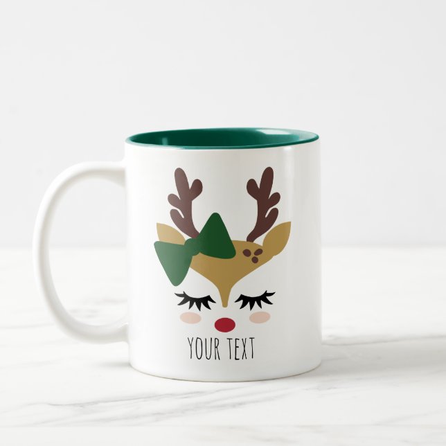 Personalized Christmas Deer Face Christmas Mug (Left)