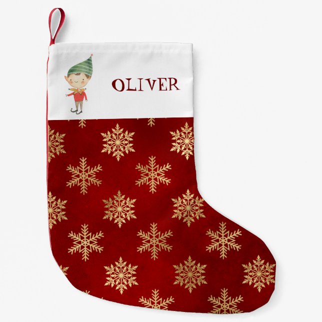 Personalized Christmas elf  Small Christmas Stocki Small Christmas Stocking (Front)