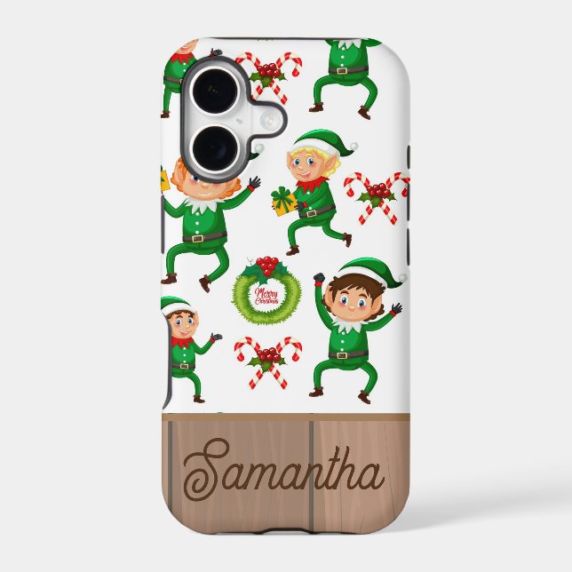 Personalized Christmas elfs pattern Iphone Case (Back)