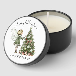 Personalized Christmas Fairy Decorating Tree Mini Candle Favors