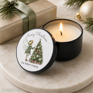 Personalized Christmas Fairy Decorating Tree Mini Candle Favors