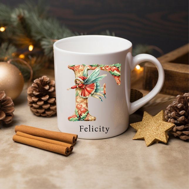 Personalized Christmas Fairy Monogram Initial F Coffee Mug (Personalized Christmas Fairy Monogram Initial F Coffee Mug)
