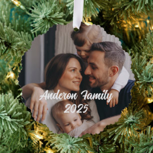 Personalized Christmas Family Custom Photo Text  Ornament Card