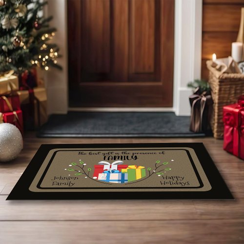 Personalized Christmas Family Name Holiday Message Doormat