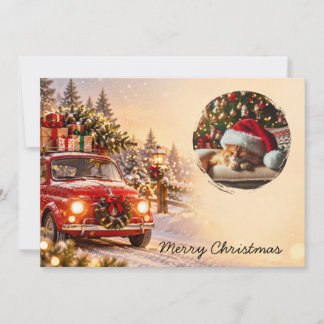 Personalized Christmas Family Name Photo Holiday Card