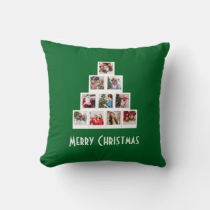 Personalized Christmas Family Photo Collage Throw Pillow