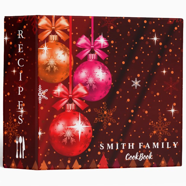 Personalized Christmas Family Recipe Cookbook 3 Ring Binder (Front/Spine)