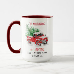 Personalized Christmas Family Reunion Red Truck Mug