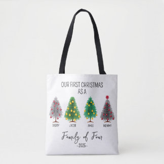 Personalized Christmas Family Tree Tote Bag