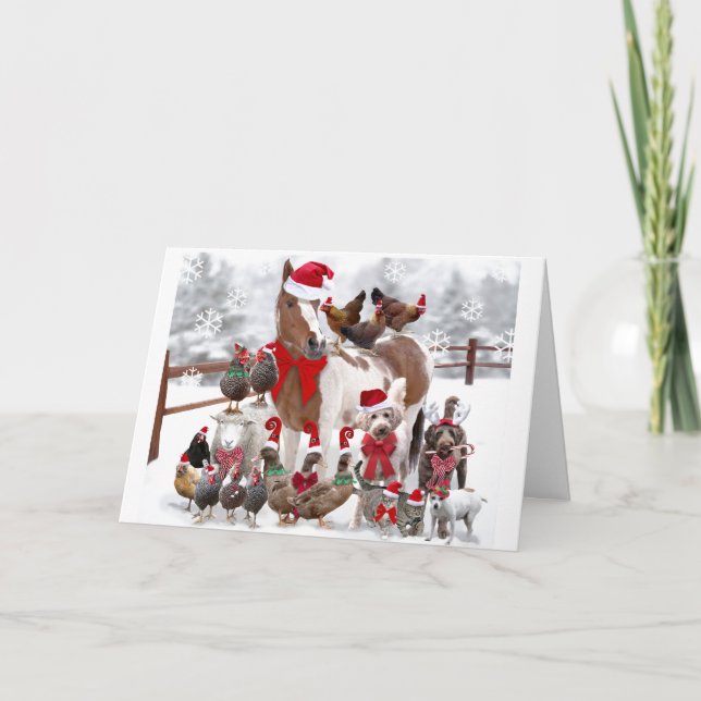 PERSONALIZED CHRISTMAS FARM ANIMALS Greeting Card (Front)