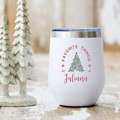 Personalized Christmas Favorite Things Party Thermal Wine Tumbler