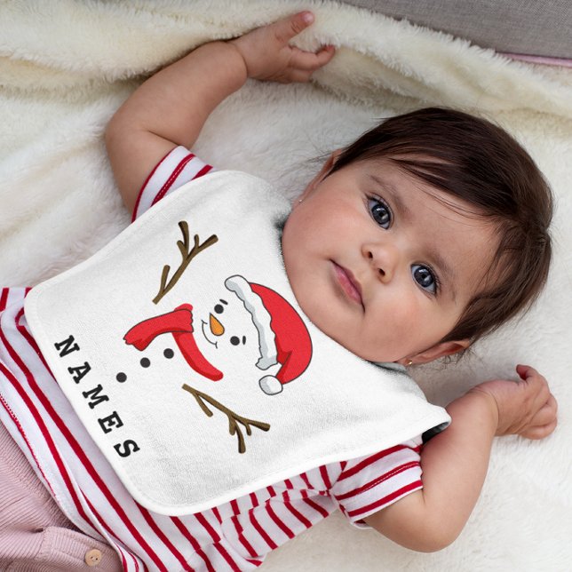 Personalized Christmas Festive Funny Snowman Baby Bib (Personalized Christmas Festive Funny Snowman Baby Bib)