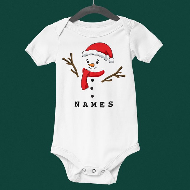 Personalized Christmas Festive Funny Snowman Baby Bodysuit (Personalized Christmas Festive Funny Snowman Baby Bodysuit)