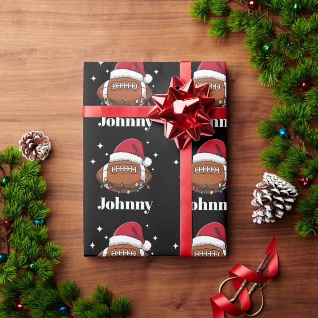 Personalized Christmas Football Winter Sports Team Wrapping Paper (Holiday Gift)