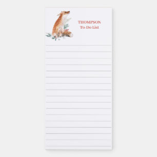 Personalized Christmas Fox To-Do List Magnetic Notepad