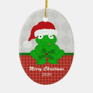 Personalized Christmas Frog Ornament