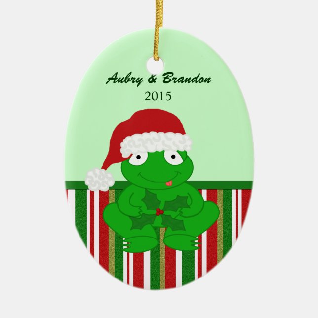 Personalized Christmas Frog Ornament (Front)