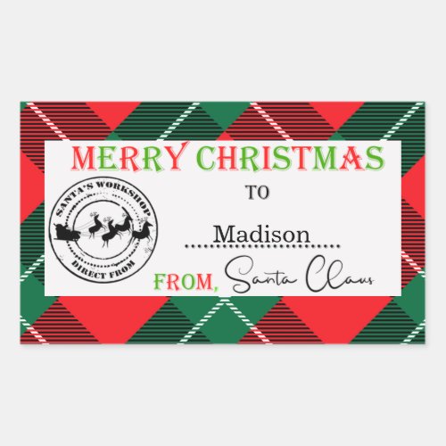 Personalized Christmas From Santa Claus   Rectangular Sticker