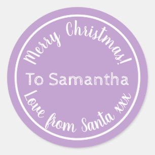 Personalized Christmas from Santa Purple Lilac Classic Round Sticker
