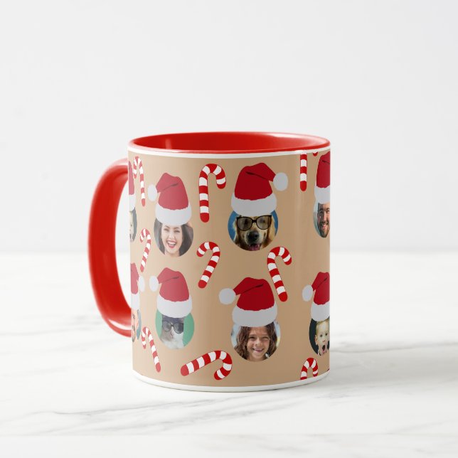 Personalized Christmas Funny Photo Santa Hats  Mug (Front Left)