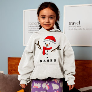 Personalized Christmas Funny Snowman Kid Girl Hoodie